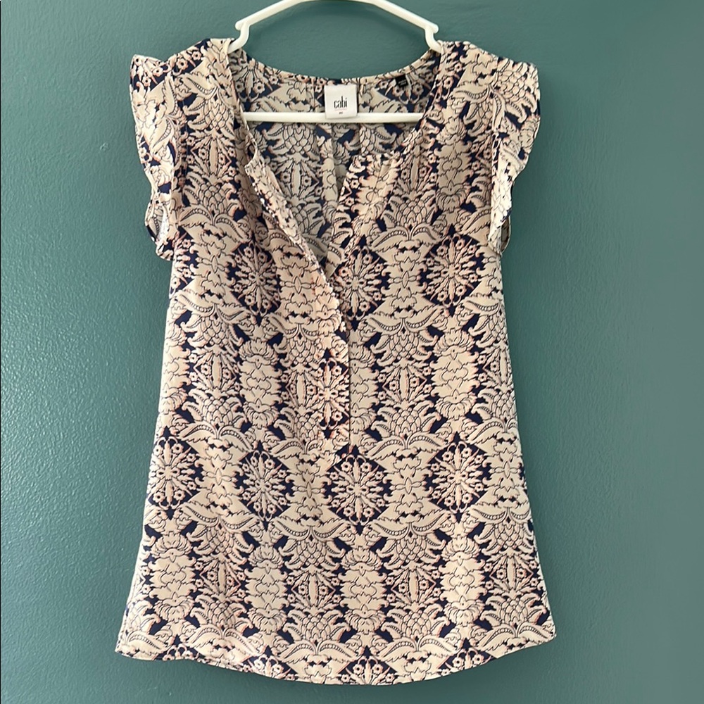CAbi Cream Ruffled Blouse